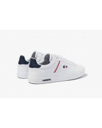 DEPORTIVO MENS LACOSTE EUROPA PRO LEATHER HEEL POP SNEAKERS WHITE/NAVY/RED