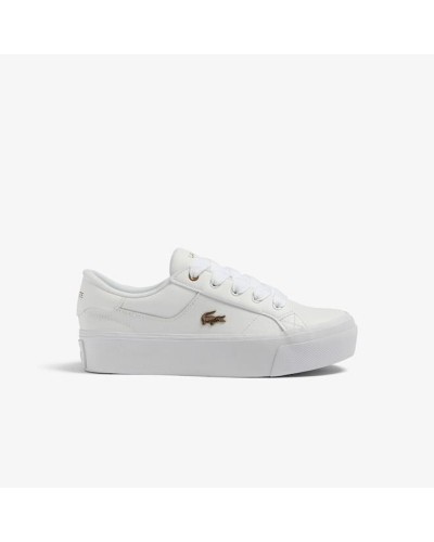 DEPORTIVO WOMENS LACOSTE ZIANE PLATFORM LEATHER SNEAKERS WHITE / WHITE