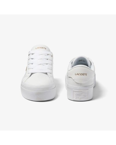 DEPORTIVO WOMENS LACOSTE ZIANE PLATFORM LEATHER SNEAKERS WHITE / WHITE