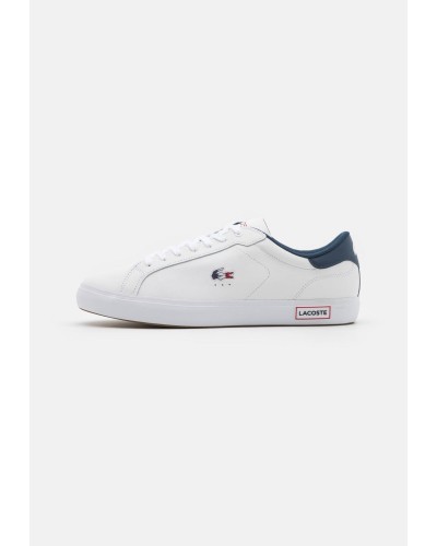 DEPORTIVO MENS LACOSTE POWERCOURT LEATHER TRICOLOR SNEAKERS WHITE / NAVY / RED