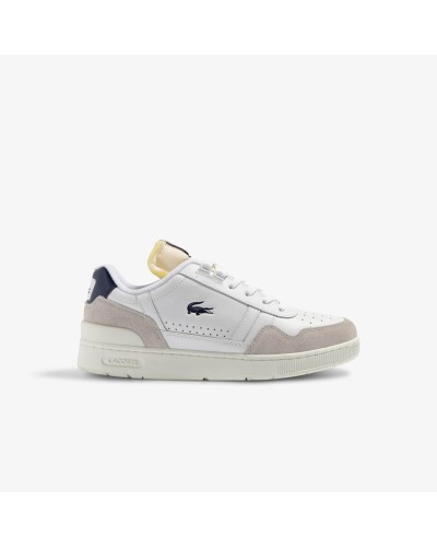 DEPORTIVO MENS LACOSTE T-CLIP LEATHER COLOR BLOCK SNEAKERS WHITE / NAVY