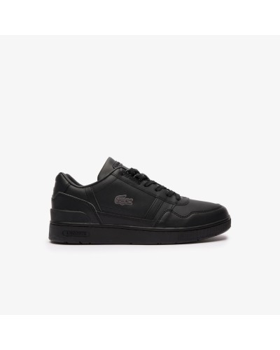 DEPORTIVO MENS LACOSTE T-CLIP LEATHER HEEL POP SNEAKERS BLACK / BLACK