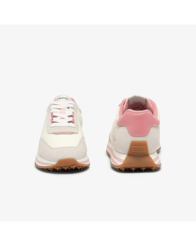 DEPORTIVO WOMENS L-SPIN STRIPE SOLE TEXTILE SNEAKERS OFF WHITE / PINK