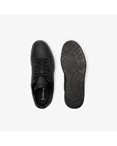 DEPORTIVO MENS LACOSTE T-CLIP LEATHER HEEL POP SNEAKERS BLACK / BLACK