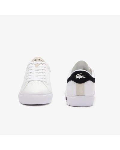 DEPORTIVO MENS POWERCOURT LOGO TONGUE LEATHER SNEAKERS WHITE / BLACK