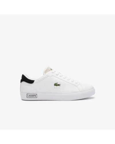 DEPORTIVO MENS POWERCOURT LOGO TONGUE LEATHER SNEAKERS WHITE / BLACK