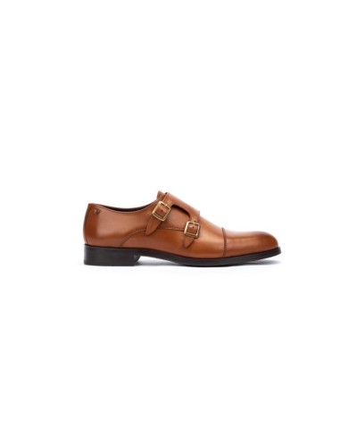 ZAPATO MODELO EMPIRE PIEL DETALLES HEBILLAS COLOR COGNAC