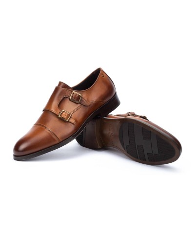 ZAPATO MODELO EMPIRE PIEL DETALLES HEBILLAS COLOR BRANDY