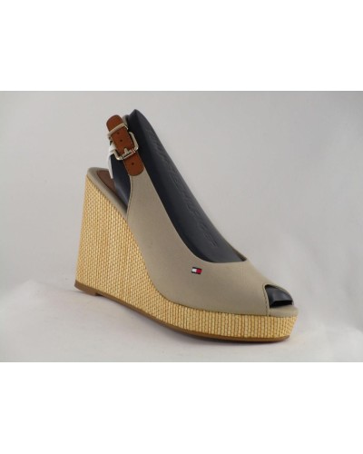 SANDALIA ESPARTO ICONIC ELENA SLING BACK WEDGE TEXTILE STONE HEBILLA