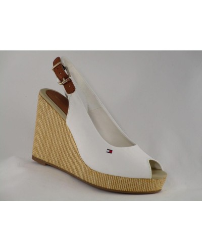 SANDALIA ESPARTO ICONIC ELENA SLING BACK WEDGE TEXTILE IVORY HEBILLA