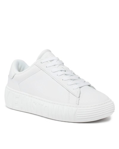 DEPORTIVO TOMMY JEANS WOMAN LEATHER CUPSOLE ESSENTIAL WHITE