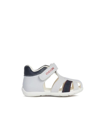 SANDALIA B ELTHAN B.C CUERO/PIEL/TEXTIL GRIS/MARINO VELCRO