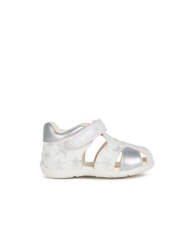 SANDALIA B ELTHAN G. A TEJIDO/SINTETICO WHITE/SILVER VELCRO