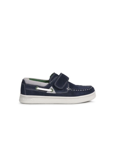 MOCASIN J DJROCK B. A PIEL/TEJIDO/SINTETICO NAVY/GREEN VELCRO