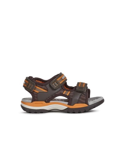 SANDALIA J BOREALIS B. D CUERO/TEJIDO BROWN/ORANGE VELCROS