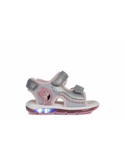 SANDALIA B S.TODO G. B LUCES TELA/SINTETICO SILVER/PINK VELCROS