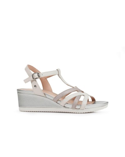 SANDALIA D ISCHIA G PIEL OFF WHITE/LT GREY