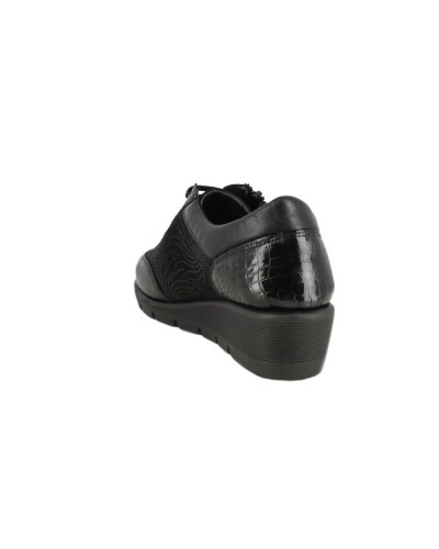 ZAPATO CUÑA PLANTILLA EXTRAÍBLE PIEL/TEXTIL NEGRO