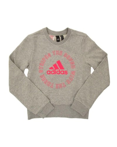 SUDADERA G BOLD CREW 70% ALGODÓN 30% POLYESTER RECICLADO MEDIUM GREY HEATHER/SIGNAL PINK