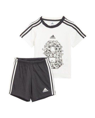 CONJUNTO CORTO I Lil 3 Stripes Sport Performance Set 100% Organic Cotton white/black