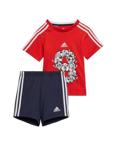 CONJUNTO CORTO I Lil 3 Stripes Sport Performance Set 100% Organic Cotton vivid red/white