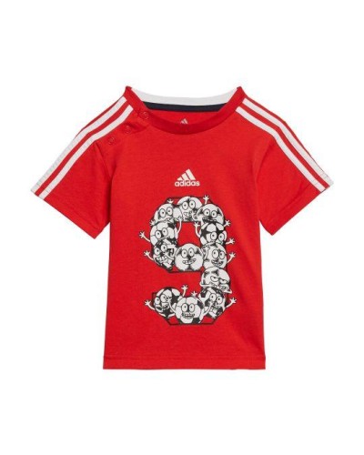 CONJUNTO CORTO I Lil 3 Stripes Sport Performance Set 100% Organic Cotton vivid red/white