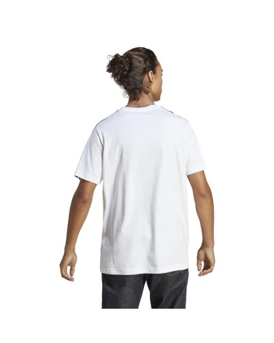 CAMISETA MANGA CORTA ESSENTIALS SINGLE JERSEY 3 BANDAS BLANCO / NEGRO