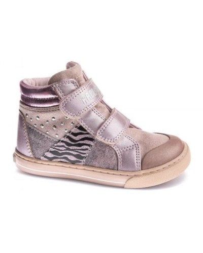 BOTA NIÑA VELCRO PIEL GLITTER MICROFIBRA ROSE