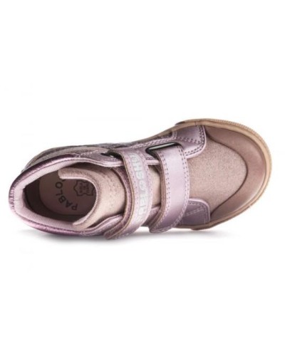 BOTA NIÑA VELCRO PIEL GLITTER MICROFIBRA ROSE