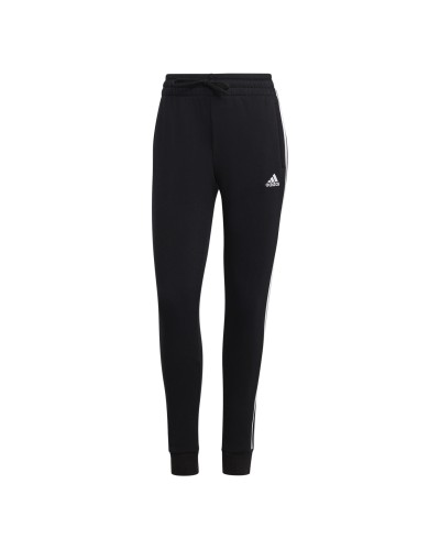 PANTALÓN LARGO ESSENTIALS 3-STRIPES FLEECE PANT BLACK / WHITE