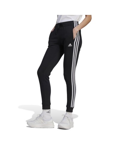 PANTALÓN LARGO ESSENTIALS 3-STRIPES FLEECE PANT BLACK / WHITE