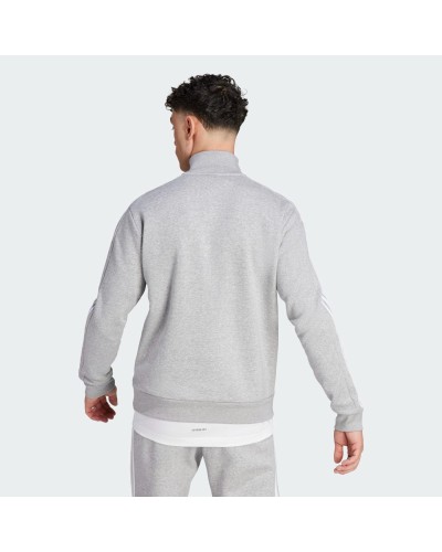 SUDADERA ESSENTIALS FLEECE 3-STRIPES 1/4 ZIP MEDIUM GREY HEATHER