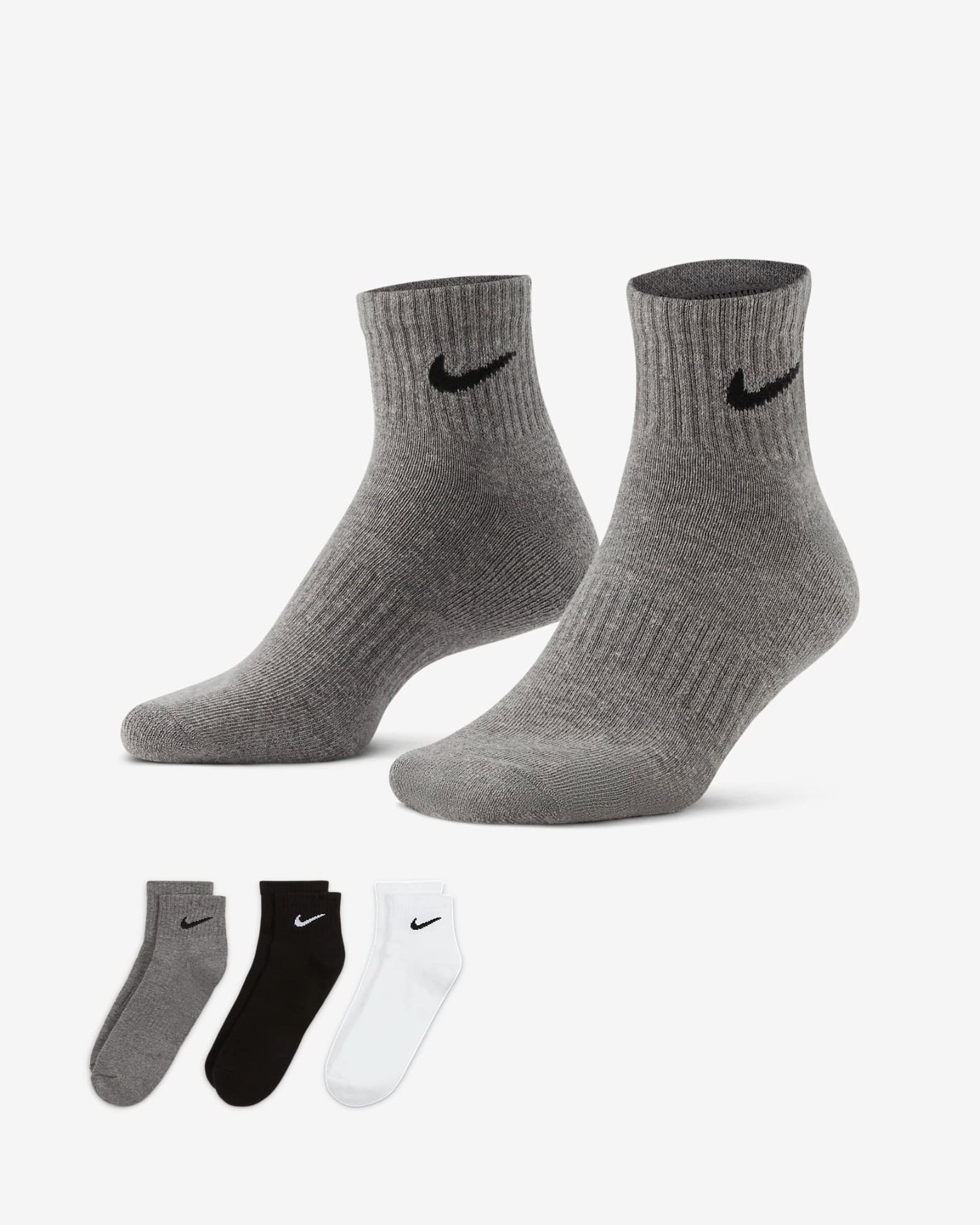 CALCETINES NIKE EVERYDAY CUSHIONED TRAINING ANKLE GRIS