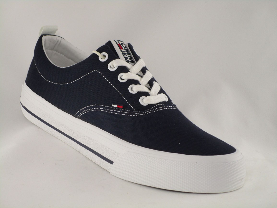 ADEPORTIVADO CLASSIC LOW TOMMY JEANS SNEAKER TEXTILE  TWILIGHT NAVY CORDONES