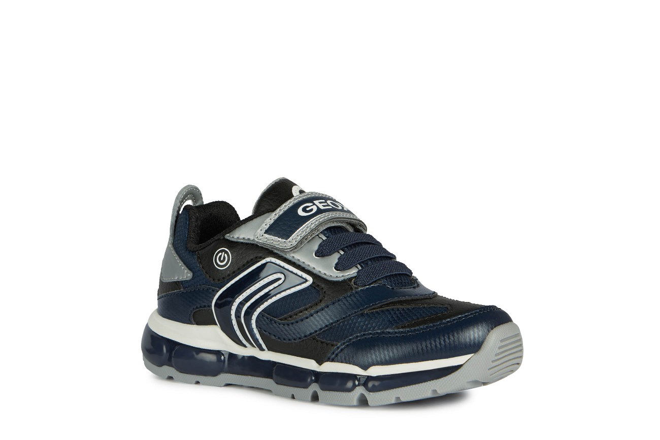 DEPORTIVO J ANDROID BOY  B LUCES PIEL/TEXTIL NAVY/SILVER