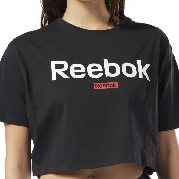 CAMISETA MANGA CORTA LINEAR LOGO CROP 100% ALGODN BLACK