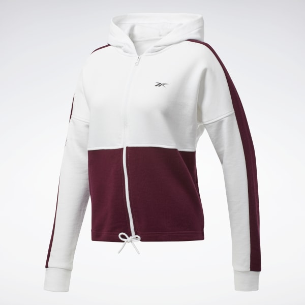 SUDADERA CAPUCHA CREMALLERA  TRAINING ESSENTIALS LINEAR LOGO FT BLANCO