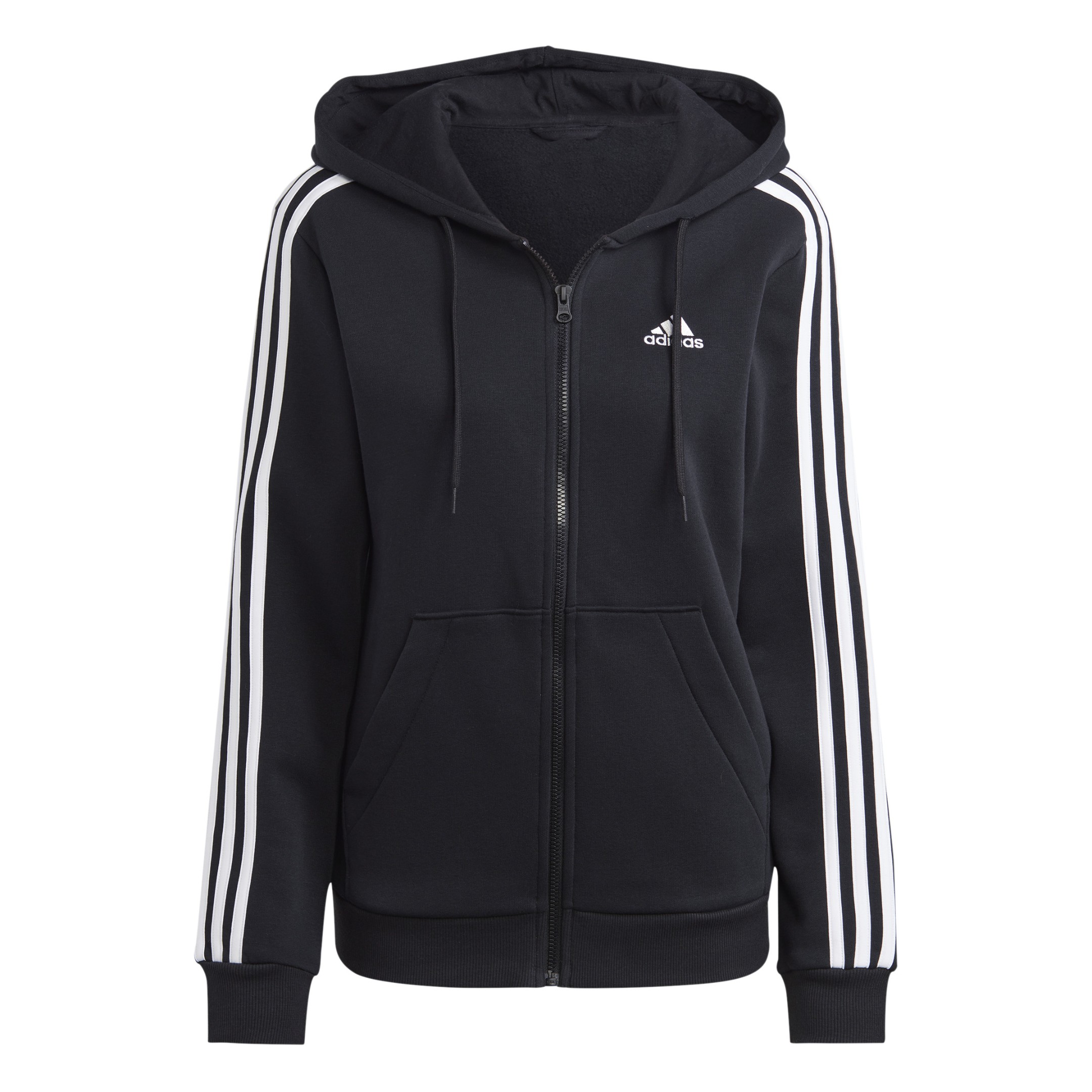 SUDADERA CAPUCHA ESSENTIALS FLEECE 3 STRIPES BLACK / WHITE