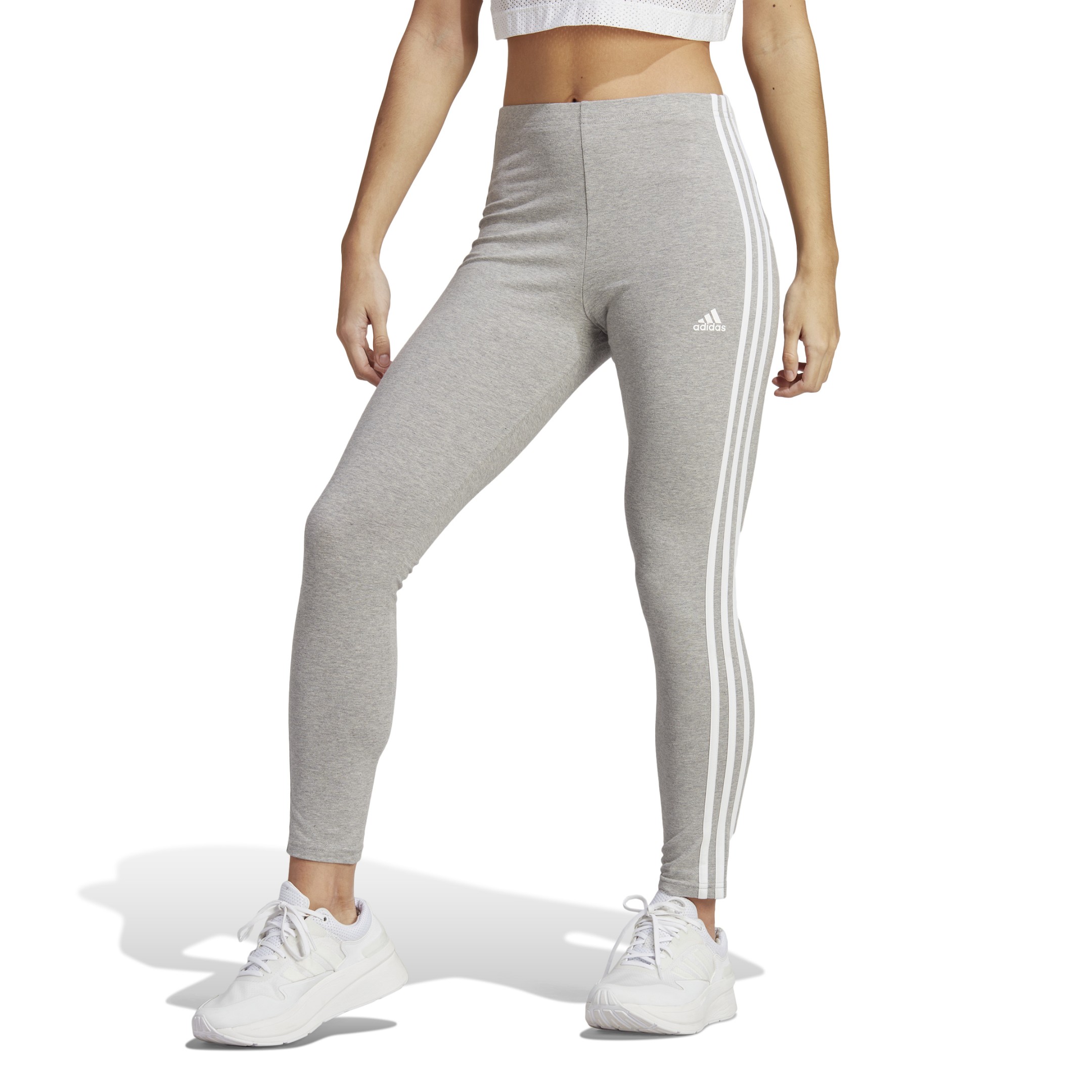 LEGGING ESSENTIALS HIGH-WAISTED MEDIUM GREY HEATHER / WHITE