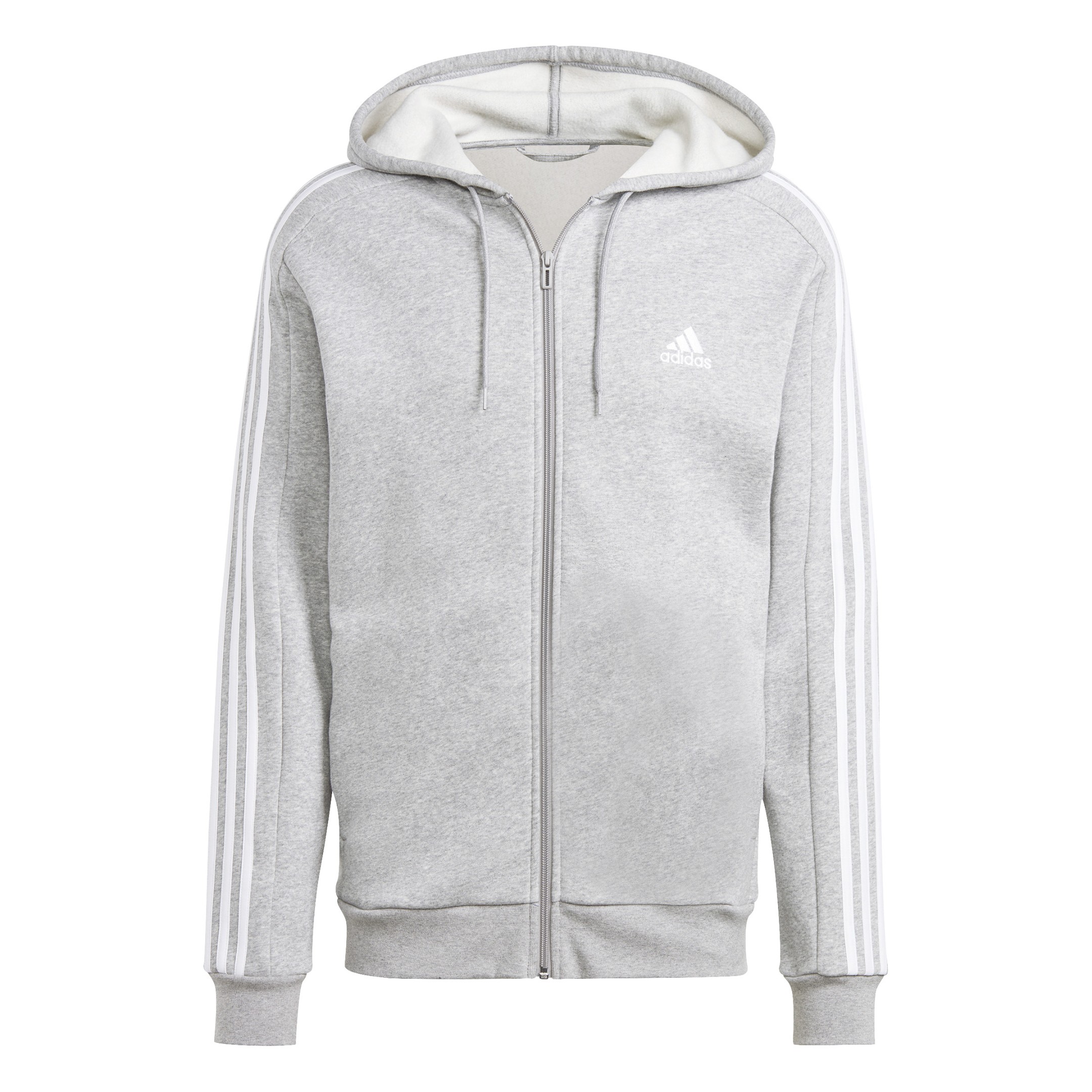 SUDADERA CAPUCHA ESSENTIALS FLEECE 3-STRIPES MEDIUM GREY HEATHER