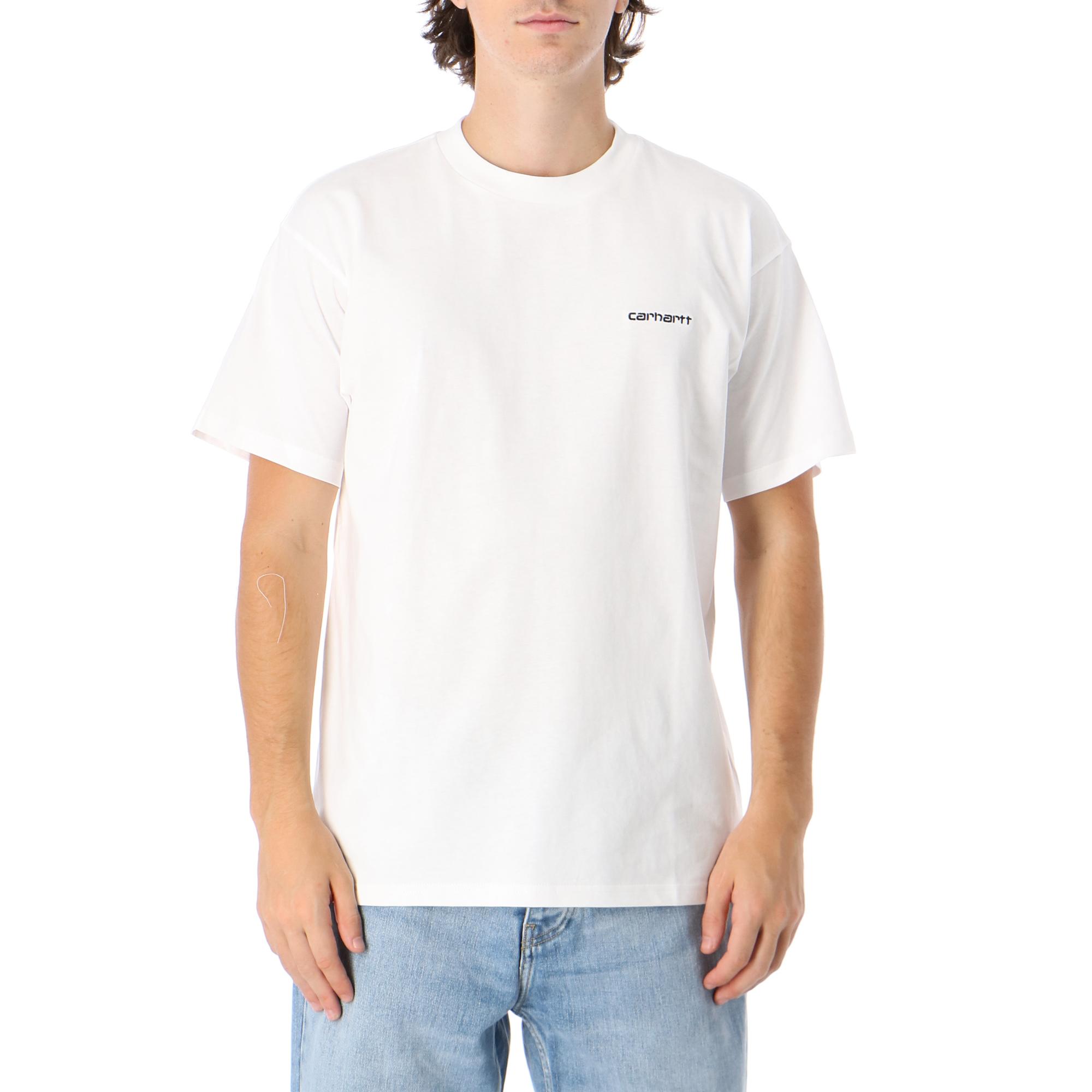 CAMISETA MANGA CORTA S/S Script Emboidery T-Shirt 100% Cotton Single Jersey, 175 g/m White/Black
