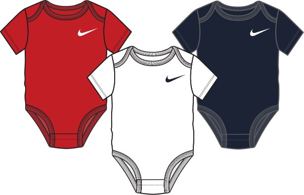 CONJUNTO RECIEN NACIDO NKB 3PK SWOOSH BODYSUIT MARINO