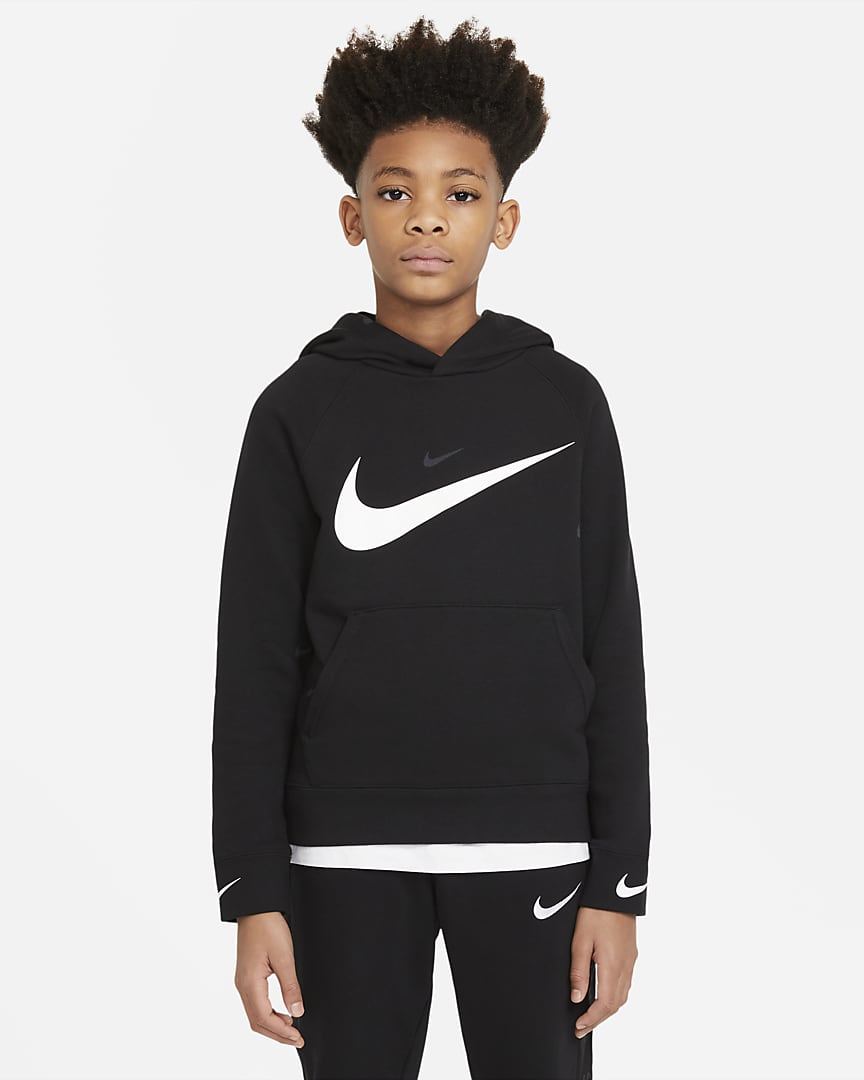 SUDADERA CAPUCHA SPORTSWEAR SWOOSH BIG KIDS BOYS NEGRO