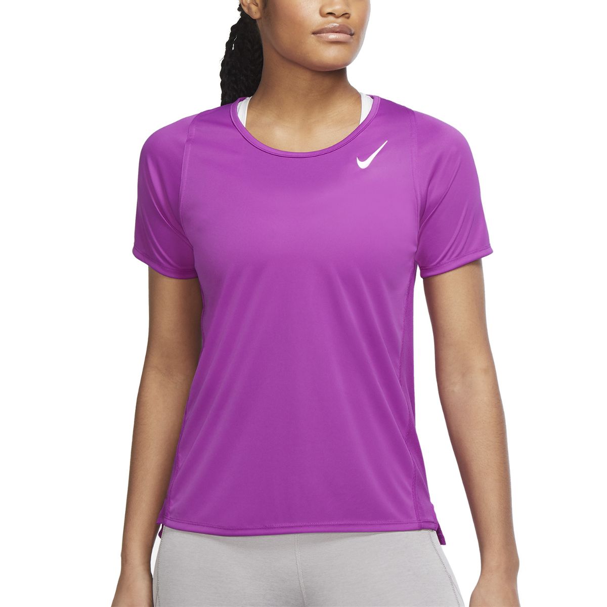 CAMISETA MANGA CORTA RUNNING Nike Dri-FIT Race Womens Short-Sle 100 % polister PURPURA