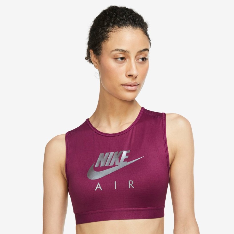 TOP Nike Air Dri-FIT Swoosh Womens capilariza el sudor de la piel Transpirable 88 % polister/12 % spandex BURDEOS