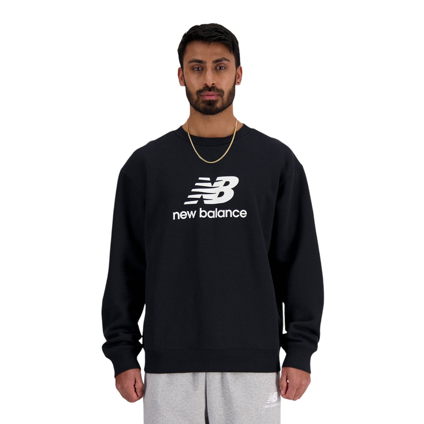 SUDADERA SPORT ESSENTIALS FLEECE LOGO CREW BLACK