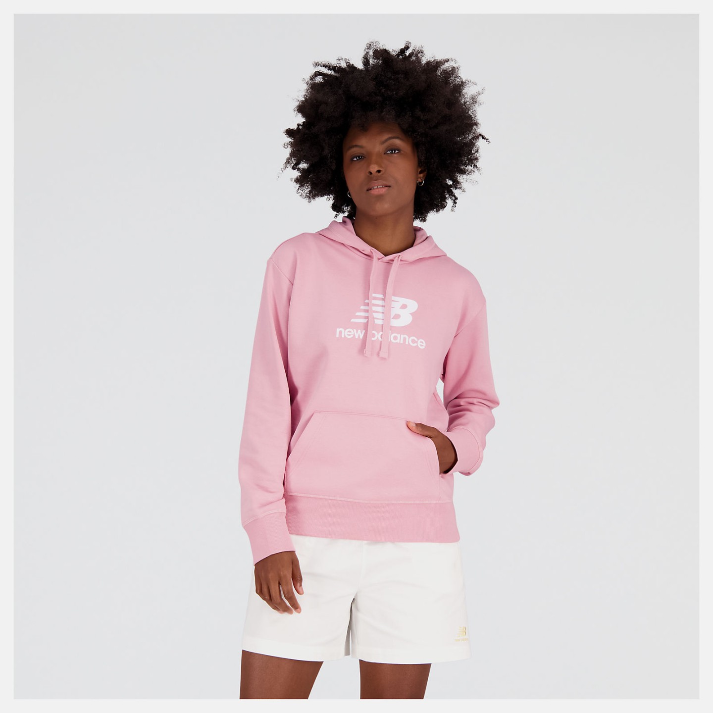 SUDADERA CAPUCHA ESSENTIALS STACKED LOGO FRENCH TERRY HOODIE HAZY ROSE