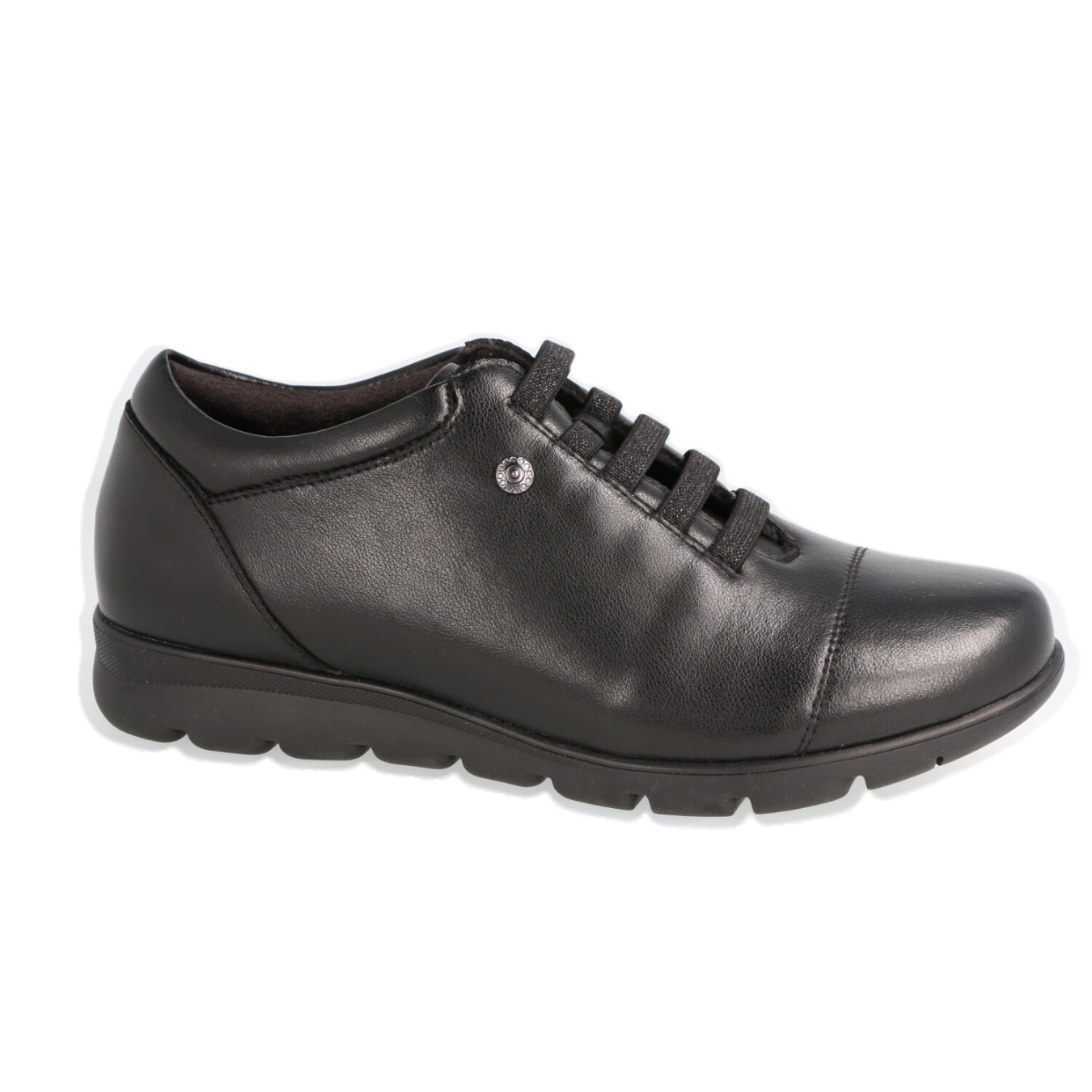 ZAPATO CASUAL CIERRE CORDONES PIEL/MATERIAL NEGRO